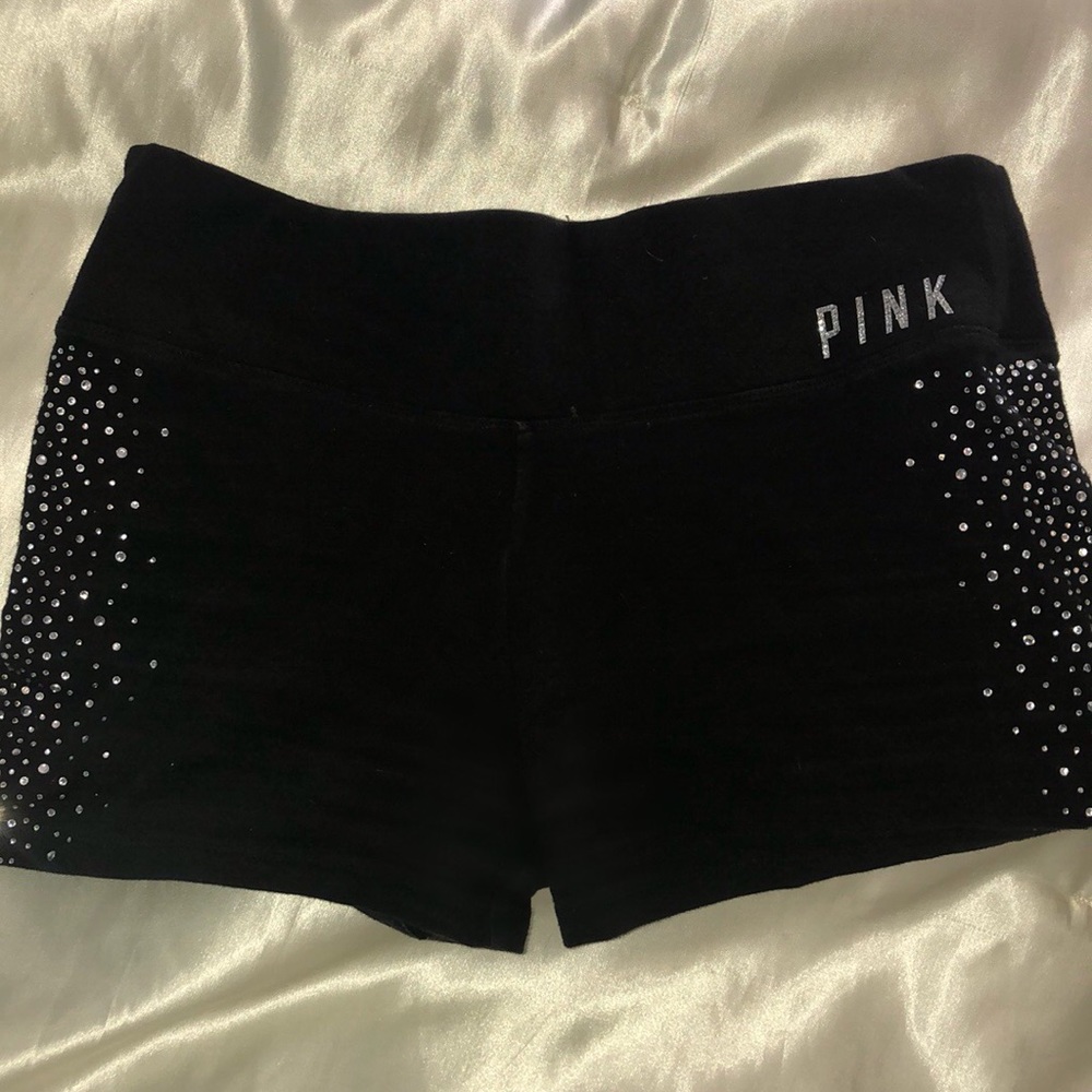 Pink Rhinestone Yoga Shorts